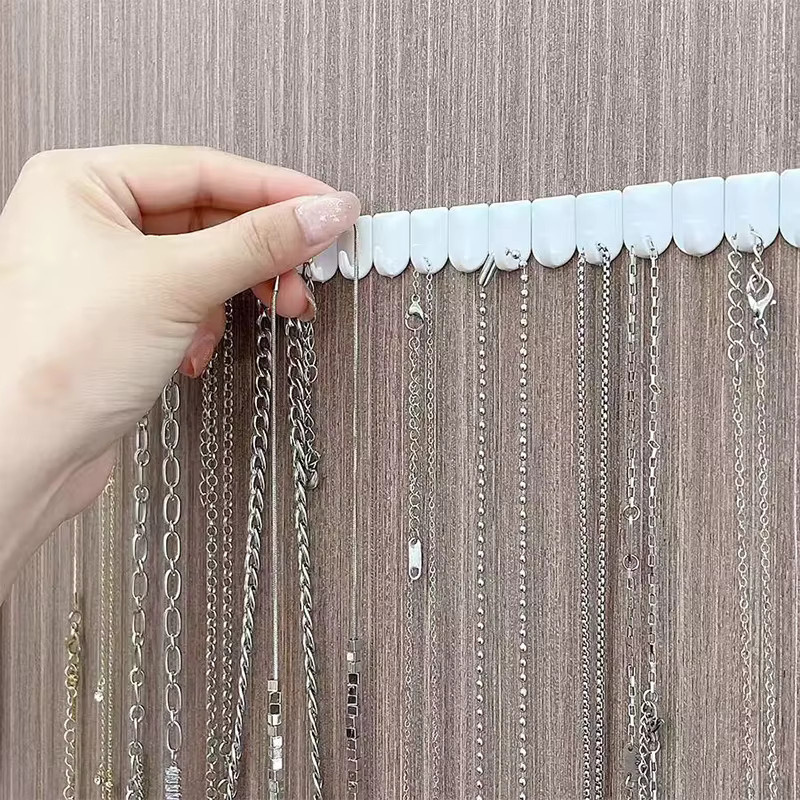Velishy Schmuck-Organizer Set aus Kunststoff mit selbstklebenden Wandhaken für Ohrringe, Ringe und Halsketten, 9 Teile - Bild 2