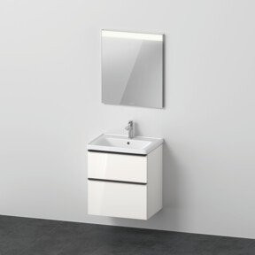 Duravit D-Neo Badezimmer-Möbelset in Weiß Hochglanz mit Waschtisch, Waschtisch-Unterschrank und Spiegelschrank, B/T: 60 x 48 cm - Bild 1