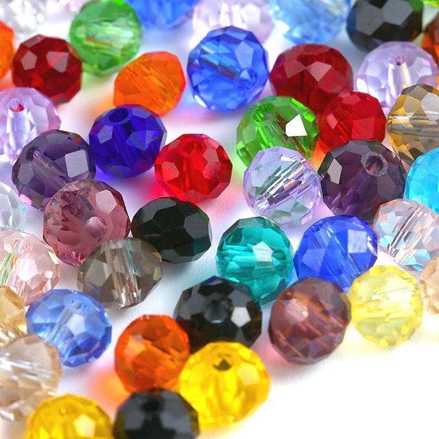 QIAO Charms Glasperlen, Kristall-Rundperlen, 6-8mm, Bunt - Bild 1