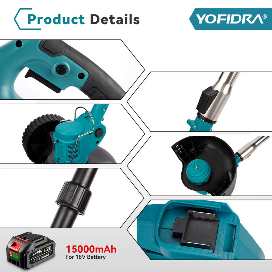 YOFIDRA Elektrischer kabelloser Rasenmäher mit Längenverstellung für Makita 18V LXT Akkus - Bild 3