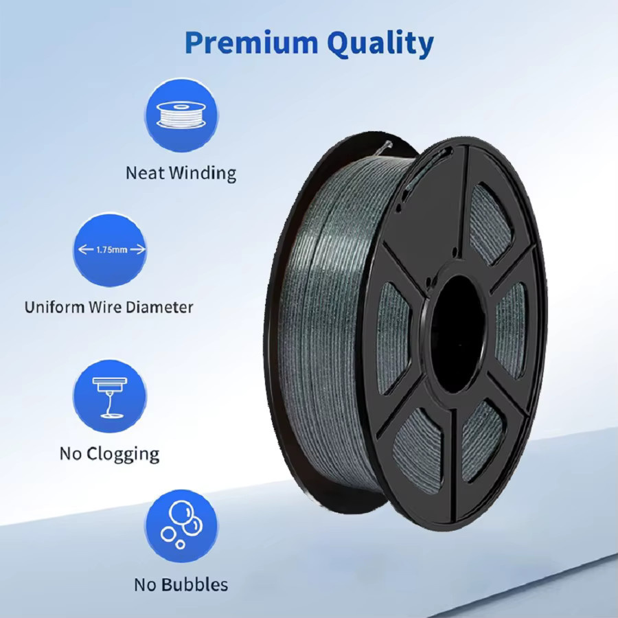 EasyThreed PLA-Filament für FDM 3D-Drucker, 1,75 mm, leuchtet im Dunkeln, Blau mit grünem Glitzer, 1 kg Spule - Bild 3