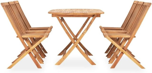 vidaXL 7-tlg Garten-Essgruppe aus Massivholz Teak Modell 1 in Braun - Bild 1