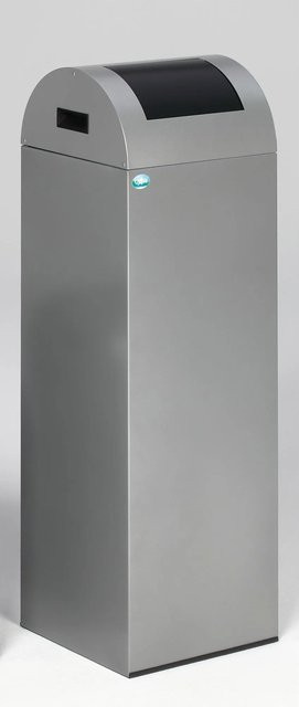 PROREGAL Selbstlöschender Wertstoffsammler Rund mit Einwurfklappe aus verzinktem Stahl, Silber Anthrazit, H x B x T: 104,5 x 32 x 32 cm - Bild 1