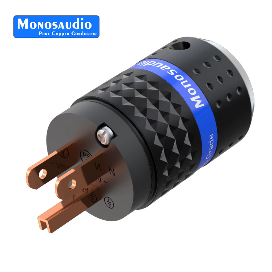 Monosaudio Reinkupfer-Netzstecker M102F102 in Schwarz mit IEC320 C15 Anschluss für Audio DIY Netzkabel - Bild 2