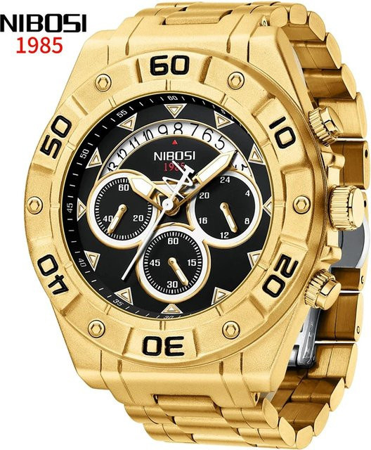 NIBOSI Armbanduhr Edelstahl, Gold, Quarz, Herren - Bild 1
