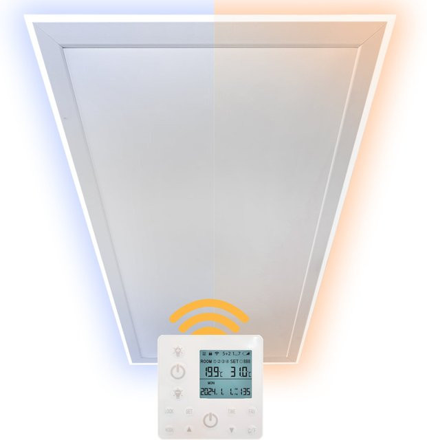 Heidenfeld Home & Living Infrarot-Deckenheizung HF-HP500 2.0 mit LED-Licht und Fernbedienung, Weiß, 800 Watt - Bild 1