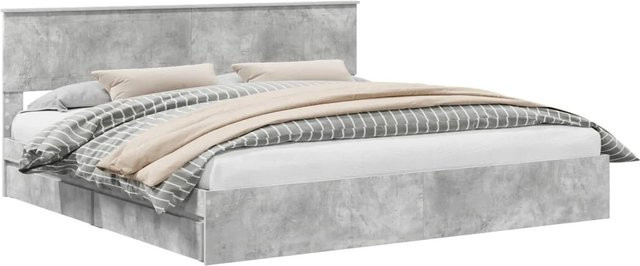 vidaXL Stauraumbett mit Schubladen in Betongrau, B/T/H: 200 x 200 x 34 cm - Bild 1