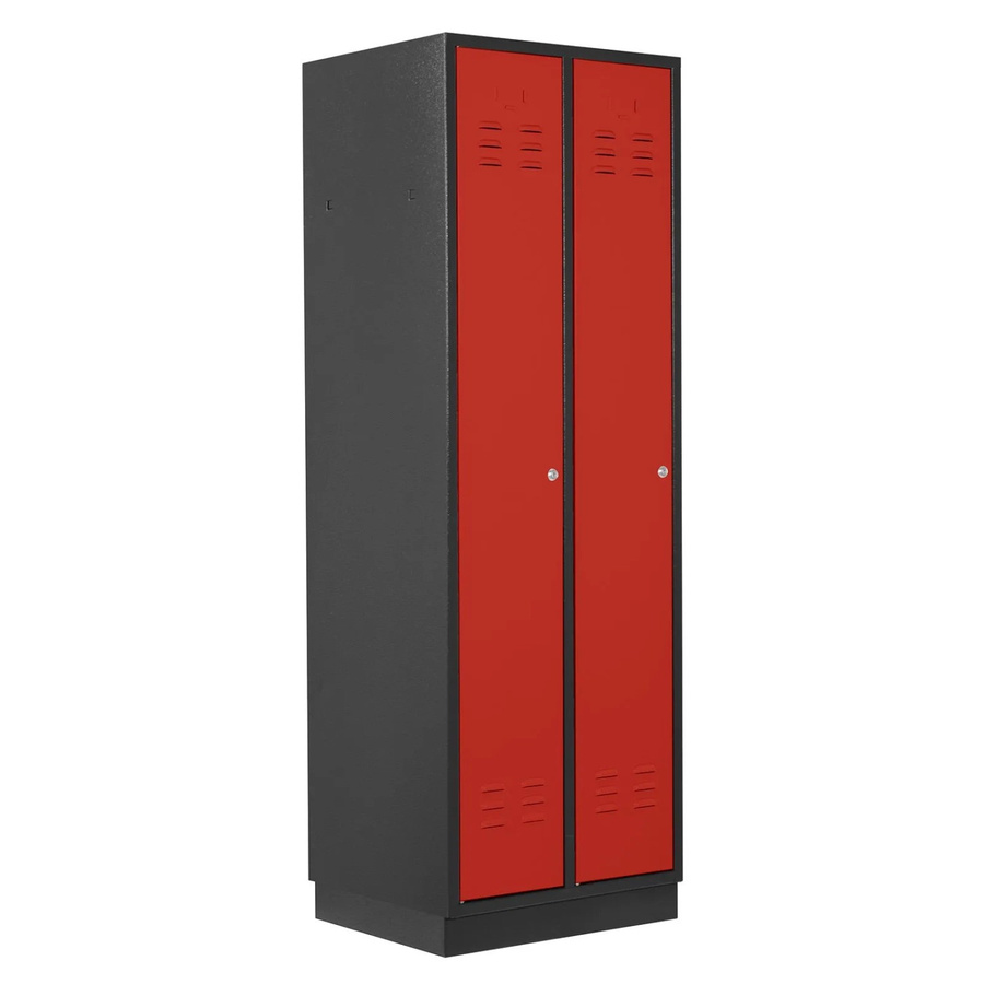 PROREGAL Garderobenschrank Ermine mit 2 Türen, Anthrazitgrau/Feuerrot, H x B x T: 177,5 x 60 x 50 cm - Bild 2
