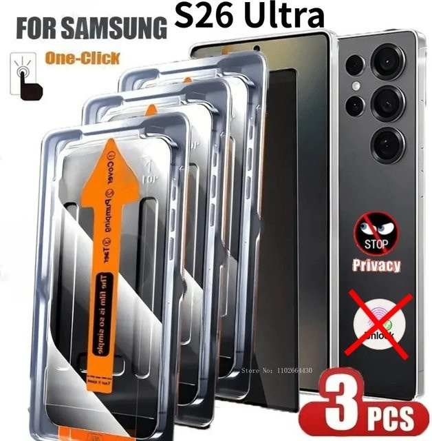 3er-Pack Samsung Galaxy S26 Ultra S25 Edge S24 Plus S24 FE Privacy Schutzfolie mit 9H Anti-Kratz-Schutz und staubdichter Vollflächenschutz, transparent - Bild 1