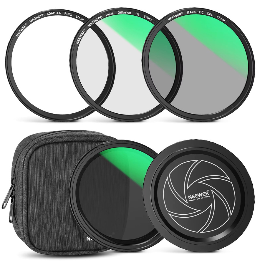 NEEWER 5-in-1 Magnetfilter-Set für Kameraobjektive in Schwarz, 67mm mit CPL und Variable ND 2-32, stapelbare mehrfach beschichtete Filter für Dichte- und Zirkularpolarisation - Bild 5