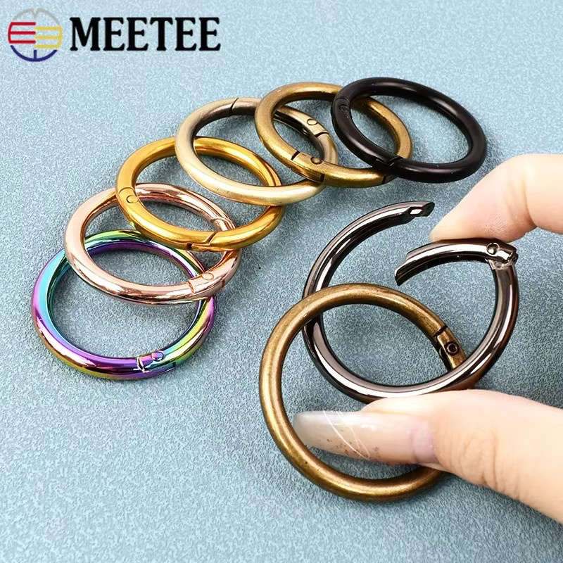 Meetee Metall O-Ring Schnallen Set mit Federverschluss für DIY-Zubehör, 10 Stück, Gold und Multicolour, Durchmesser: 10–50 mm - Bild 2