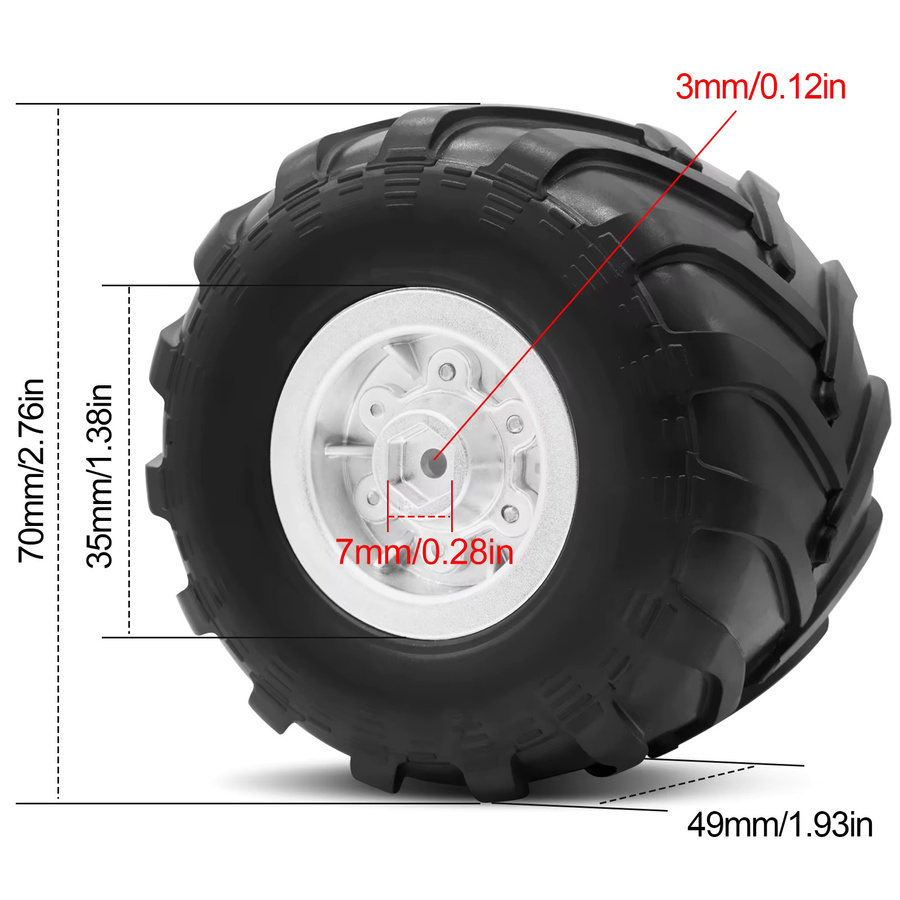 OGRC RC Monster Truck Felgenreifen Set, 1:24, Schwarz - Bild 3