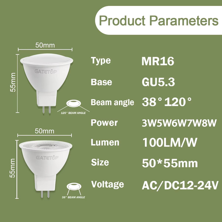 10 Stück Focos LED GU5.3 MR16 Strahler, 8 W, Weiß, 12 V AC/DC Ersatz für Halogenlampen - Bild 2
