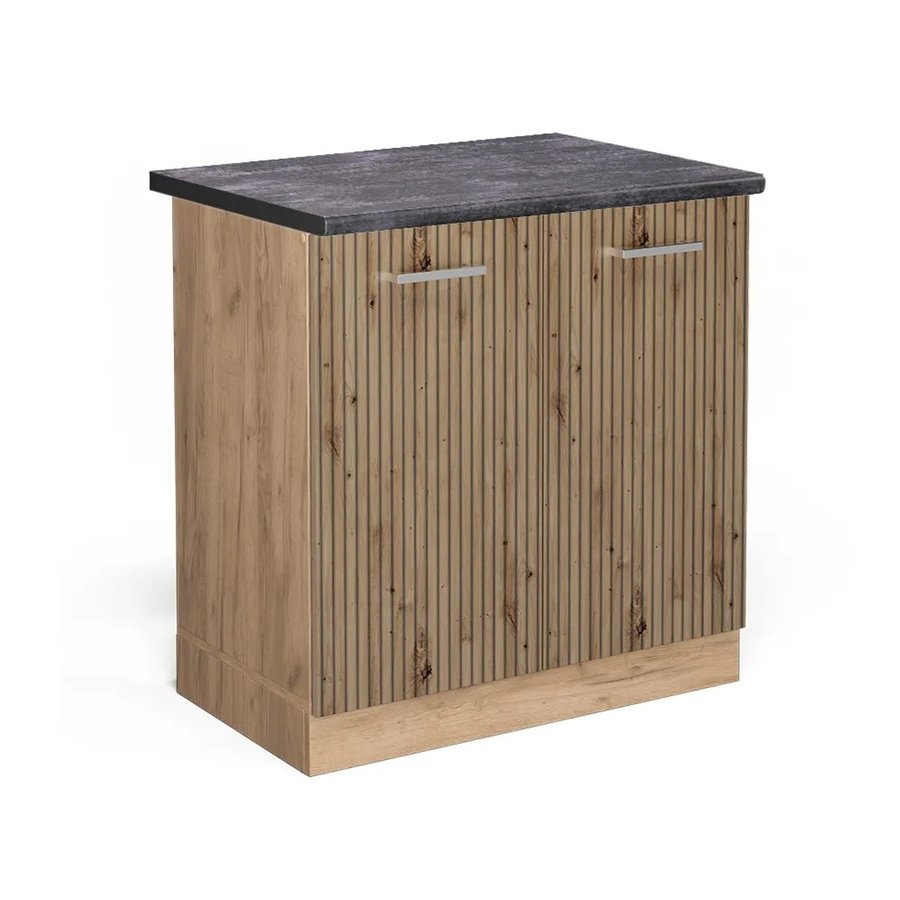 Vicco Spülenunterschrank R-Line in Artisan-Eiche und Goldkraft Eiche mit Anthrazit, Breite: 80 cm, Höhe: 81,6 cm, Tiefe: 60 cm - Bild 2