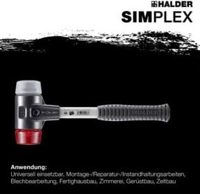 Halder Simplex Schonhammer mit TPE-mid Kopf und Fiberglasstiel, Grau/Rot, Durchmesser: 50 mm - Bild 2