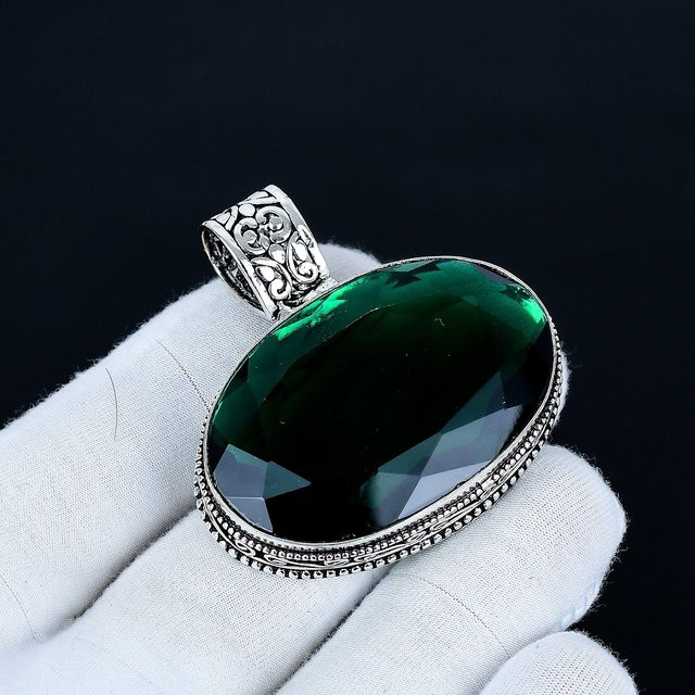 JewelryMart Anhänger, Grüner Turmalin, 925 Silber, Damen, 6 cm - Bild 1