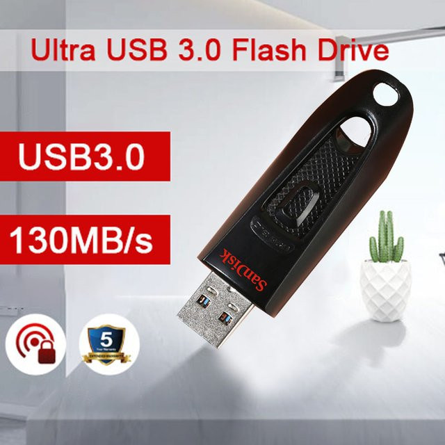 SanDisk Ultra USB 3.0 Flash-Laufwerk CZ48 USB-Stick in Schwarz mit Lesegeschwindigkeit bis zu 130MB/s - Bild 1