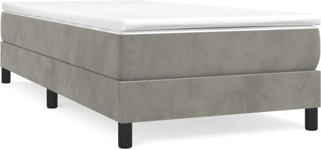 vidaXL Boxspringbett mit Matratze in Hellgrau aus Samt, B/T: 100 x 200 cm - Bild 1