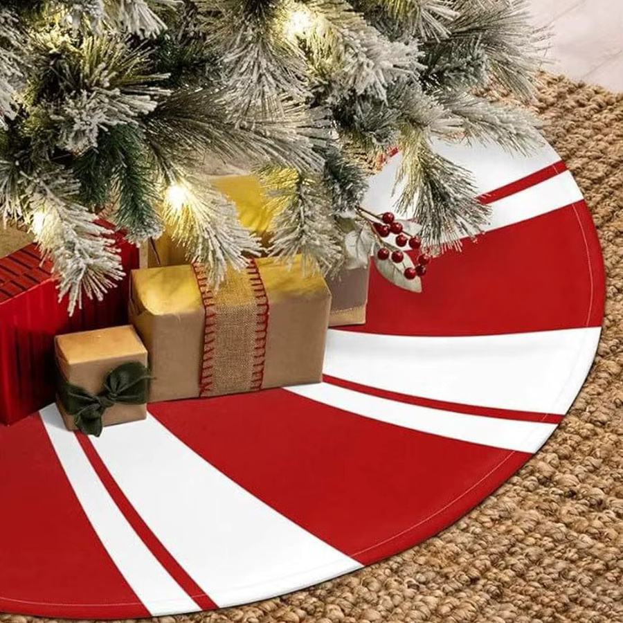Weihnachtsbaumrock klassisch gestreift in Rot und Weiß mit Pfefferminz- und Süßigkeiten-Design, Durchmesser: 120 cm - Bild 3
