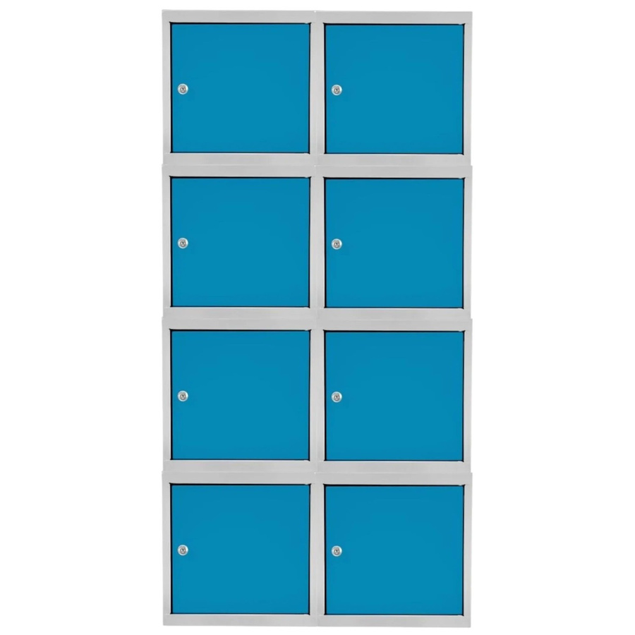 PROREGAL Blocky Schließfachwürfel Set mit 8 Einheiten und Zylinderschloss, Lichtgrau/Lichtblau, B/T/H: 40 x 40 x 40 cm - Bild 2