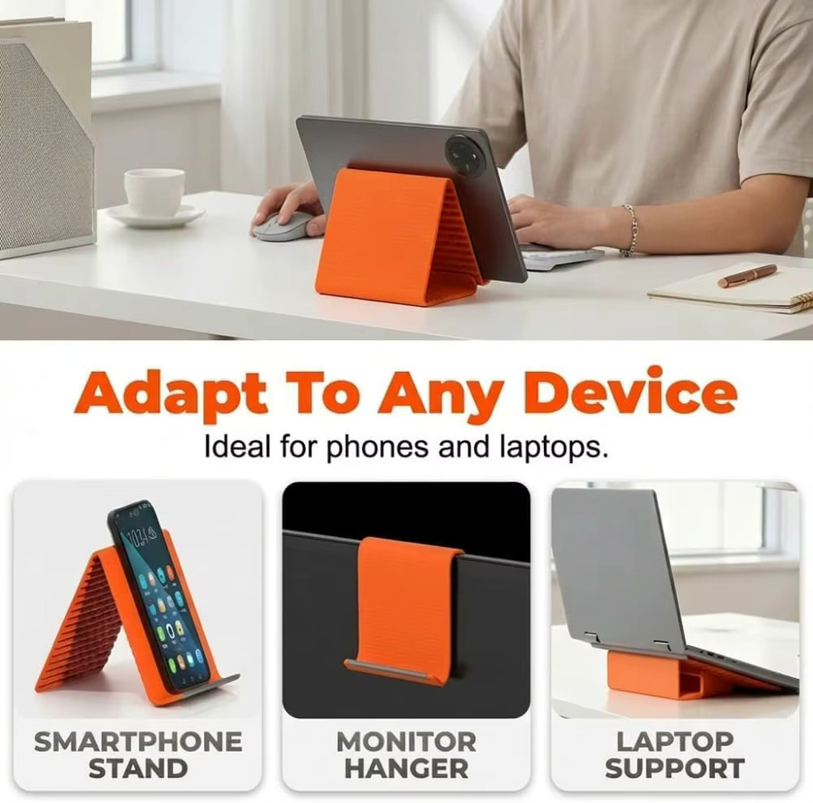 Tragbarer Silikon-Handyhalter in Orange, flexibler Lazy Bracket Tablet- und Desktop-Ständer mit mehrfach winkelverstellbarer Halterung - Bild 5
