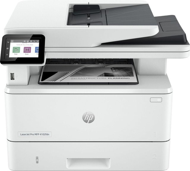 HP LaserJet Pro MFP 4102fdn Multifunktionsdrucker in Weiß mit Laser-Technologie für Drucken, Scannen, Kopieren und Faxen - Bild 1