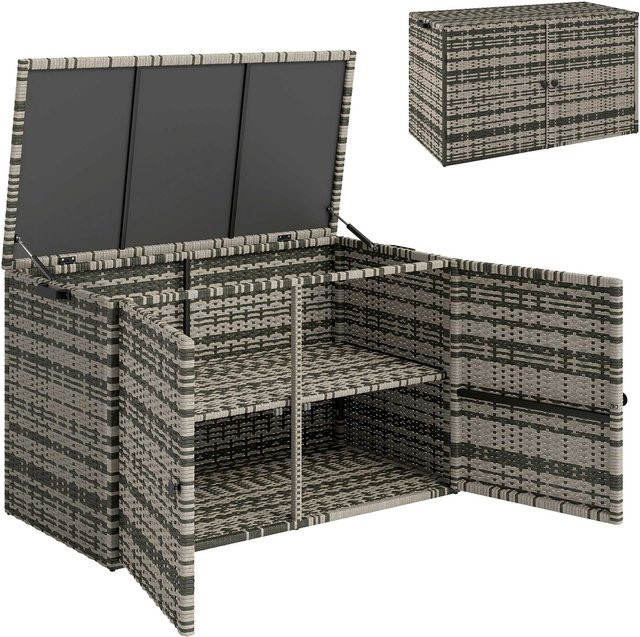 Outsunny Rattan Auflagenbox Mischgrau, 350L wetterfeste Kissenbox mit 2 Ebenen, B/T/H: 118 x 57 x 69 cm - Bild 1