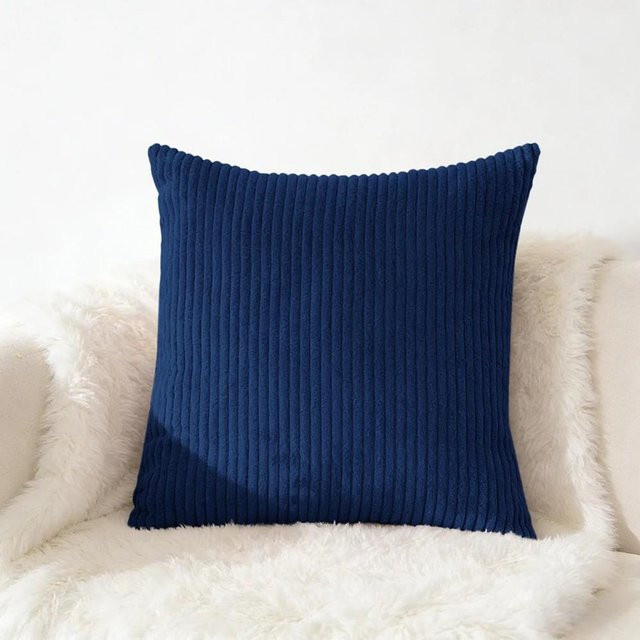 JMG Clothing Cord Kissenbezug aus weichem Flanell-Plüsch in Blau, quadratisch, 70 x 70 cm - Bild 1