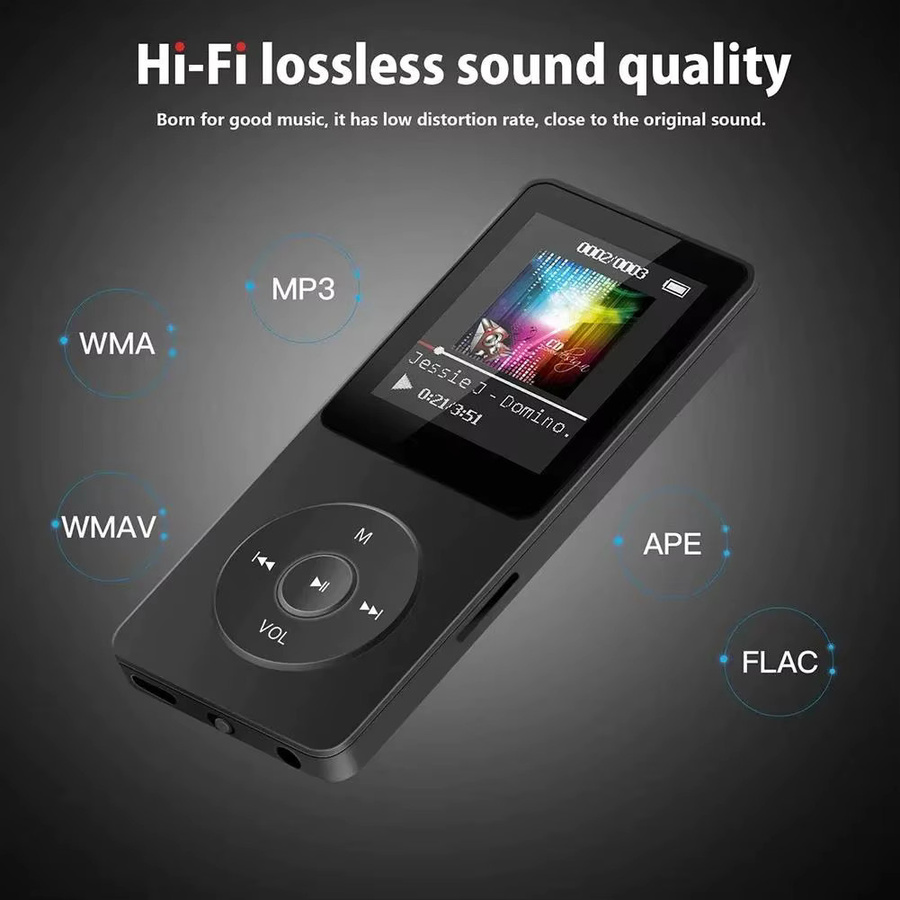 VORTNGLE Tragbarer MP3 Walkman mit Bluetooth 5.4, Musik-Stereo-Player mit E-Book-Unterstützung, Aufnahme-Funktion und FM-Radio in Schwarz - Bild 3