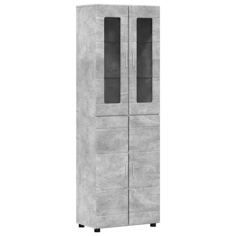 vidaXL Highboard FLORIN in Betongrau, modernes Sideboard aus Holzwerkstoff mit Türen, B/T/H: 60 x 35 x 182 cm - Bild 2