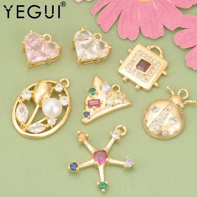 YEGUI Charms, 750 Gold, Kupfer, Zirkonia, Unisex - Bild 1