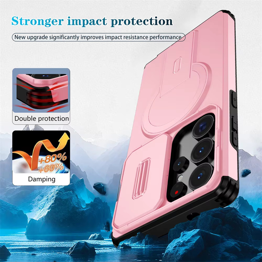 Magnetische Schutzhülle für Samsung Galaxy S26 S25 S24 S23 A57 A56 A55 A37 A17 A16 A15 5G mit Schiebe-Kameraschutz und Ständer in Pink oder Purple - Bild 6