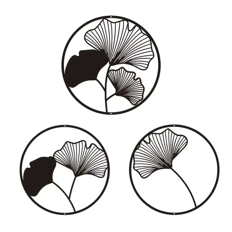 HELLOYOUNG Ginkgo Blatt Wandkunst Skulptur Set, 3 Stück exquisite Wanddekoration - Bild 5