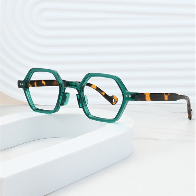 LOERHUNAR Korrektionsbrille, Polygon, Vollrand, Kunststoff, grün, Damen - Bild 1