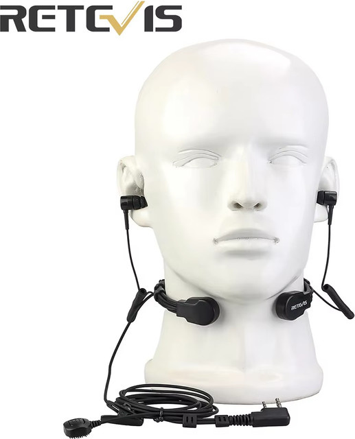 Retevis ETK007 H777 Walkie Talkie Zubehör Set mit verstellbarem Throat Mic und zwei In-Ear Ohrhörern in Schwarz für Baofeng UV5R und Retevis RT22 RT3S - Bild 1