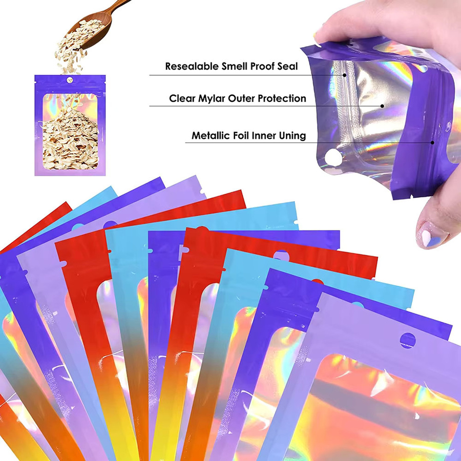50 Stück MOONMADE Holografische Laser Folienbeutel mit Druckverschluss in Multicolour für Schmuck Display Verpackung - Bild 5
