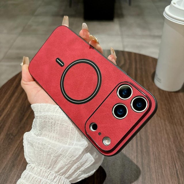 LICOERS Magnetische Lederhülle für iPhone 17 Pro Max, iPhone 17 Air und iPhone 17 Pro mit MagSafe und Rundum-Kameraschutz, Rot - Bild 1
