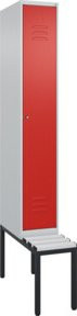 C+P Spind Classic PLUS Garderobenspind mit Sitzbank, 1 Abteil, Lichtgrau, B/T/H: 212,0 x 30,0 x 81,5 cm - Bild 1