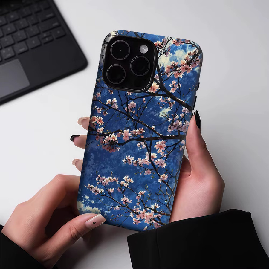 Robuste Kirschblüten Handyhülle für Apple iPhone 17 16 15 14 13 Pro Max Plus mit Magnetfunktion und Doppel-Schicht-Schutz - Bild 3