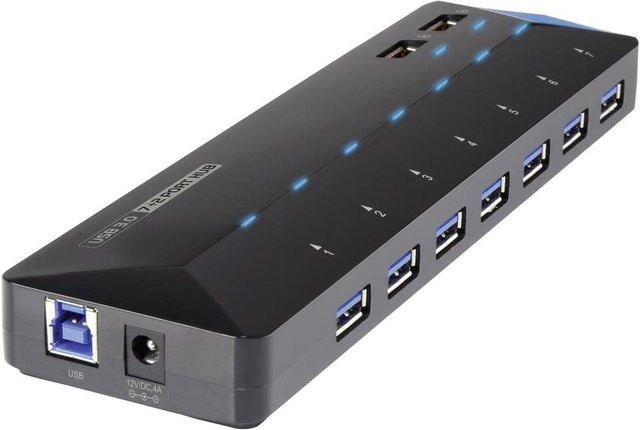 Renkforce USB 3.0 Hub mit 7 Ports und Schnellladefunktion, Schwarz - Bild 2