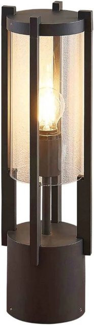 Lucande Außenleuchte Brienne Pollerleuchte Modern Schwarz aus Aluminium und Glas, E27, IP54, Höhe: 50 cm, Breite: 15 cm, Tiefe: 15 cm - Bild 1