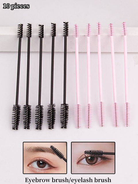 Doppelköpfige Wimpernbürste und Augenbrauenbürste, Rosa, Unisex - Bild 1