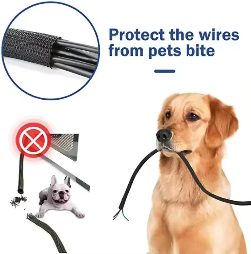Geflochtene Kabelhülse aus PET-Nylon für Schreibtisch, PC und TV, Länge: 5 m, Durchmesser: 1 cm, in Schwarz oder Weiß - Bild 3