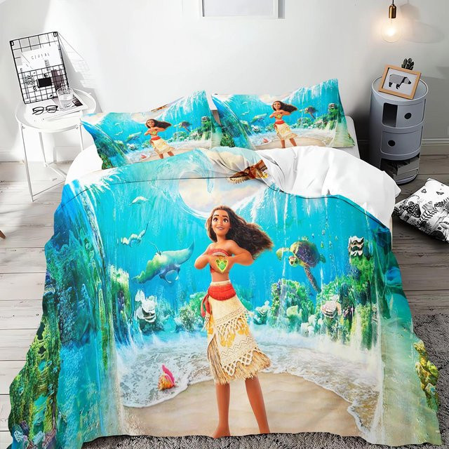 Paslu Moana Prinzessin Bettwäsche-Set aus Polyester, Mehrfarbig, 3-teilig, B/T: 135 x 200 cm - Bild 1