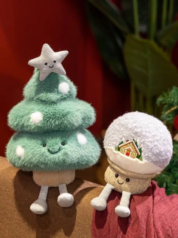 Kawaii Weihnachts Plüschtier Set von Potdemiel mit Baum, Schneekugel und grünem Apfel als weiche Stoffpuppen und kuschelige Weihnachtsdekoration für Mädchen - Bild 6