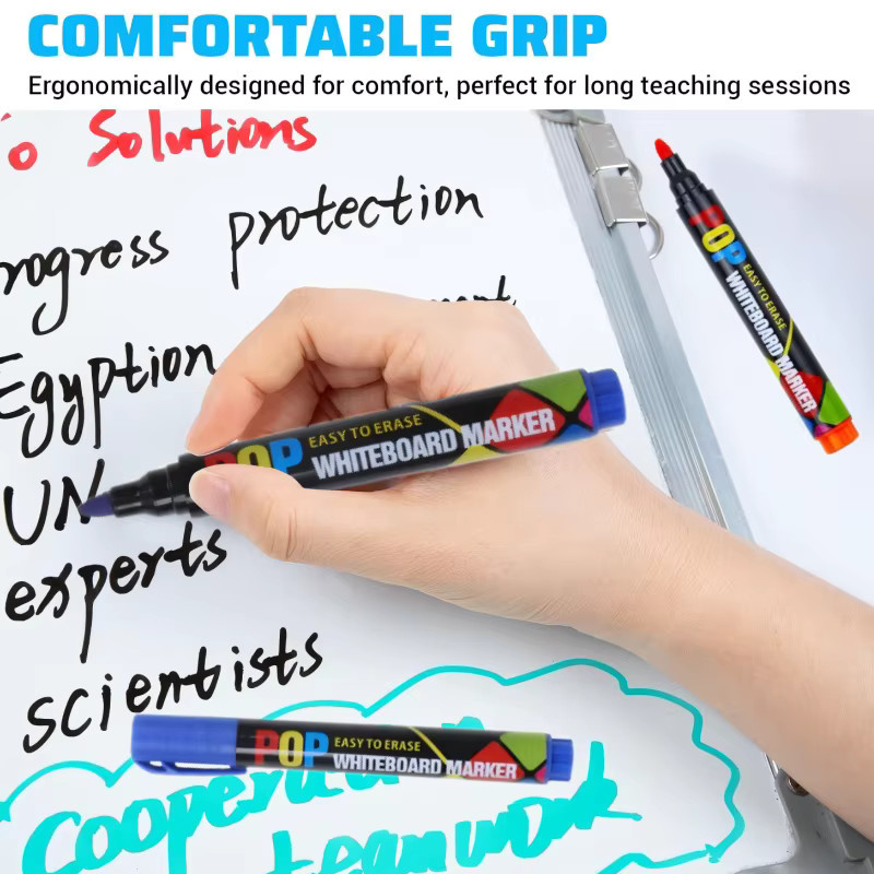 Whiteboard-Marker-Set mit 12 Farben, abwischbare und nachfüllbare Marker mit Bullet-Spitze für Büro und Bildung - Bild 2