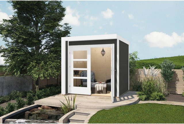 WEKA Gartenhaus 262 aus Massivholz mit Flachdach in Grau und Anthrazit B/H/T: 214 x 218 x 215 cm - Bild 1