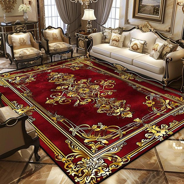 JGJG Persischer Retro-Teppich in Rot, weiche und waschbare Matte für Wohnzimmer und Schlafzimmer, B x T: 200 x 250 cm - Bild 1