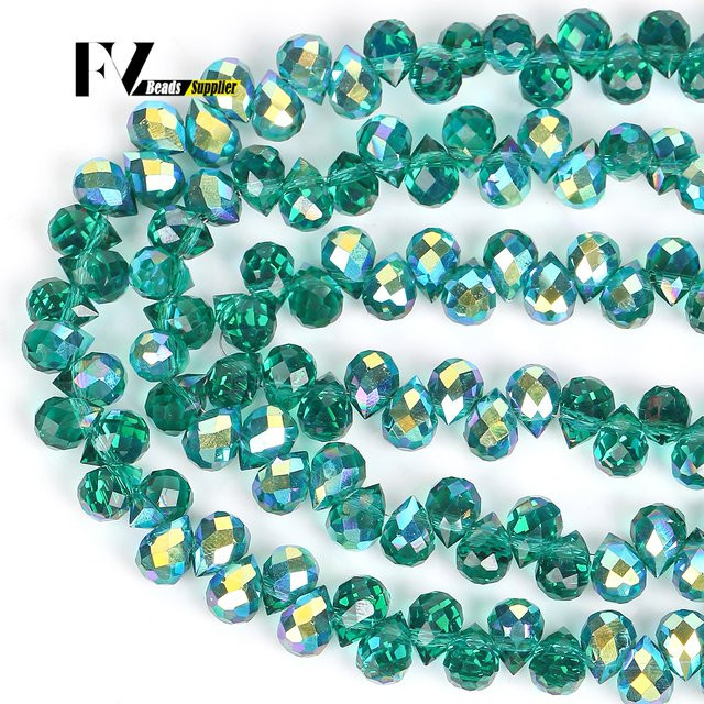 Naturstein Perlen Pfau Grün Waterdrop Kristall, 6 mm, Unisex - Bild 1