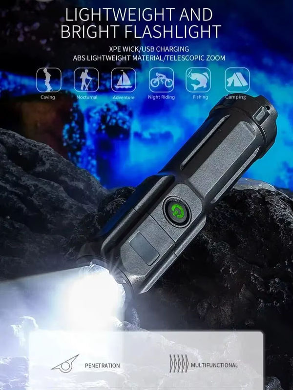 ESMARTER Taktische LED Taschenlampe mit Teleskop-Zoom, wiederaufladbar, wasserdicht, Schwarz - Bild 7